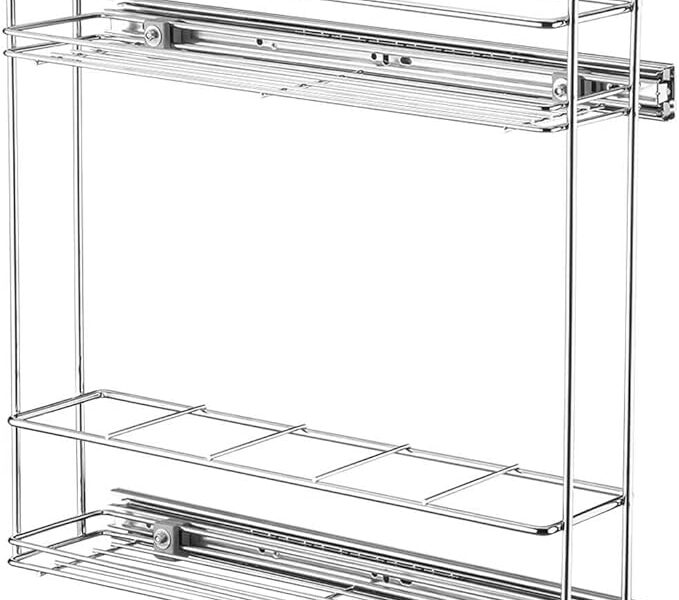 Porta Tempero Aramado Deslizante para Armário Cozinha 44,5x12x37,5cm Aço Cromado