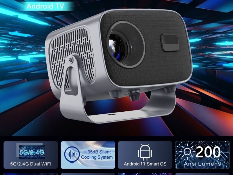 Projetor A10 Android TV 4K Dual Band WIFI 6.0 Bluetooth 5.0 Cinema Portátil Escritório Sala