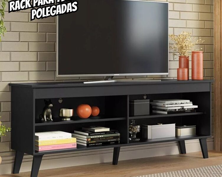 Rack Para Tv Até 65 Polegadas Com Pés Preto Turim Madesa 69978N –