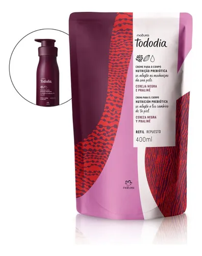 Refil de Creme Corporal Natura Tododia Cereja Negra e Praliné 400ml –