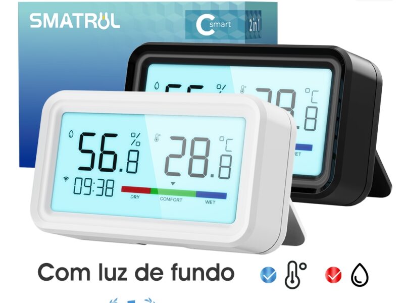 SMATRUL Tuya Smart Home Digital Sem Fio Higrômetro Para Uso Interno Monitor De Sensor Com Luz De Fundo Aplicativo Remoto De Voz Alexa Google Notification Alarm