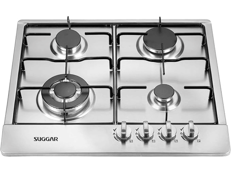 SUGGAR COOKTOP A GÁS 4 BOCAS MESA EM AÇO INOX TRIPLA CHAMA LATERAL BIVOLT FG4134IX