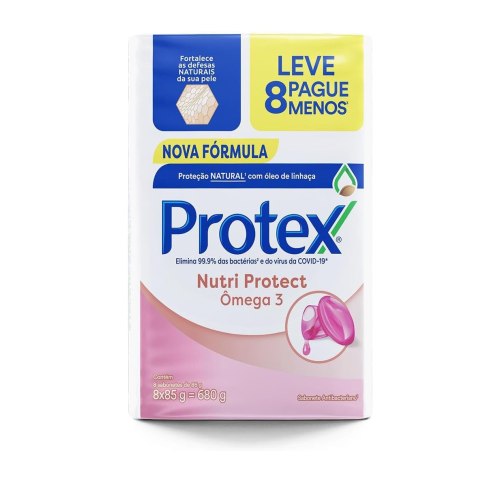 Sabonete em Barra Antibacteriano Protex Nutri Protect Ômega 3 8 un de 85g Promo Leve Mais Pague Menos