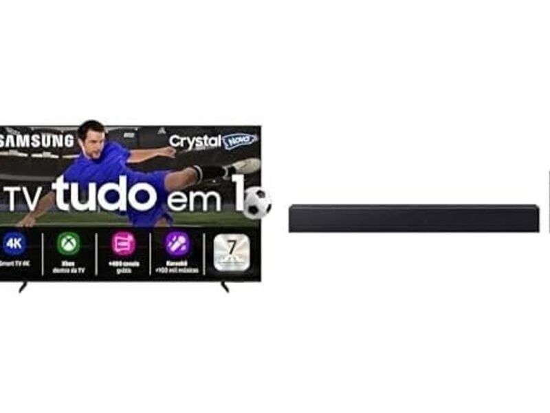 Samsung Smart TV 50″ Crystal UHD 4K U8600F 2025 + Soundbar B-Series HW-B400F 2.0 canais Woofer integrado 2027