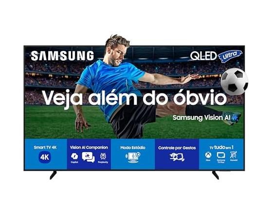 Samsung Vision AI TV 75″ QLED Ultra 4K Q7F 2025, Pontos Quânticos, Processador com AI, Art Store, Alexa