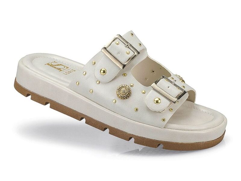 Sandália Rasteira Papete Flatform Spike Ilhós Fivela 052-040