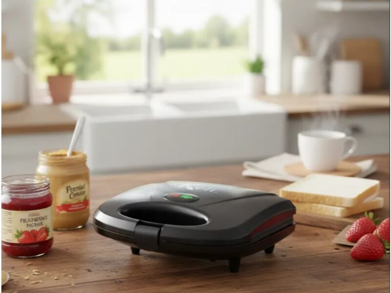 Sanduicheira Grill Elétrica 750W Antiaderente Koti Preta Faz 2 Sanduíches Rápido 110V ou 220V
