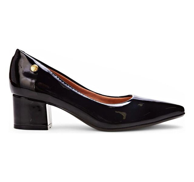 Scarpin Feminino Salto Bloco Com Bico Fino Vizzano