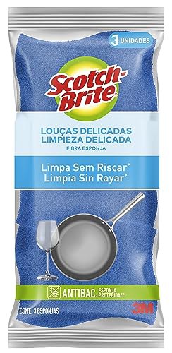 Scotch-Brite, 3M, Esponja Não Risca – Azul, 1 pacote com 3 unidades