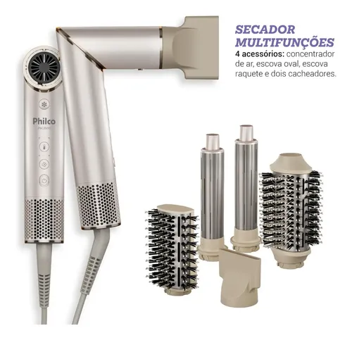 Secador De Cabelos Philco psc3500 4 Em 1 dobrável motor bldc Prateado –