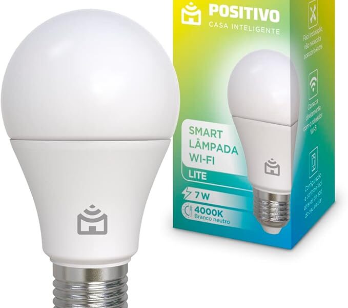 Smart Lâmpada Wi-Fi Lite Positivo Casa Inteligente, Iluminação Branca, 7W, 700 Lúmens, LED, Bivolt, Compatível com Alexa e Google Assistente