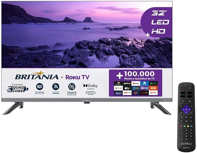 Smart TV 32″ Britânia B32KRA Roku TV