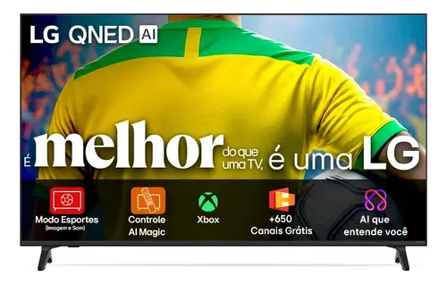 Smart TV 4K 75" LG QNED73 Portal de Games Processador AI α7 Ger8 4K Super Upscaling Google Cast Integrado Controle AI Magic WebOS 25 Modo Esportes Alerta de Esportes