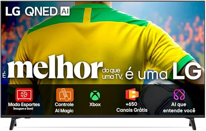 Smart TV 4K 86″ LG QNED73 Portal de Games Processador AI α7 Ger8 4K Super Upscaling Google Cast Integrado Controle AI Magic WebOS 25 Modo Esportes Alerta de Esportes