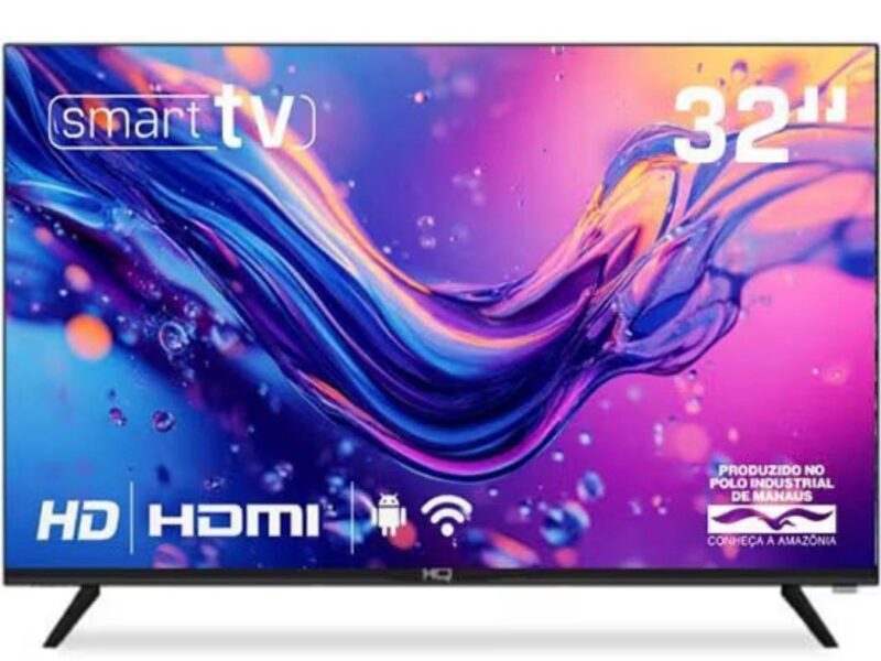Smart TV HQ 32″ HD tela sem bordas Androind 12 design slim HQS32NKHM