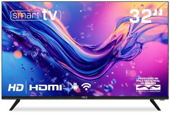 Smart TV HQ 32″ HD tela sem bordas Androind 12 design slim HQS32NKHM