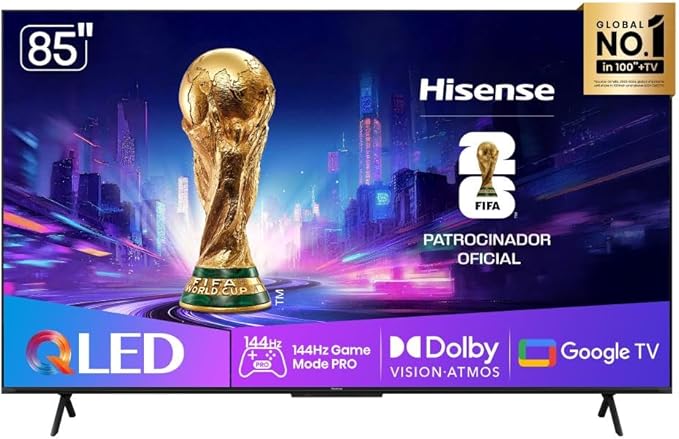 Smart TV Hisense QLED 4K 85″ Polegadas com Dolby Vision, Dolby Gaming, Alexa e Google – 85Q7QG
