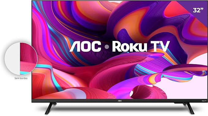 Smart TV LED 32″ HD AOC 32S5135/78G – Design sem bordas, Wifi, Conversor Digital, USB, HDMI