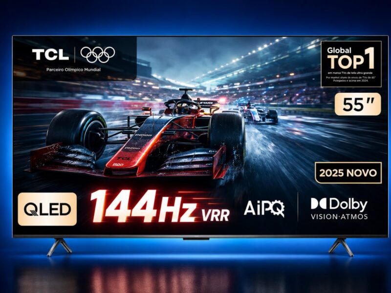 Smart TV TCL 55 Polegadas QLED 4K P8K WiFi Bluetooth Google TV 144Hz HDR10+ Dolby Atmos Vision 55P8K