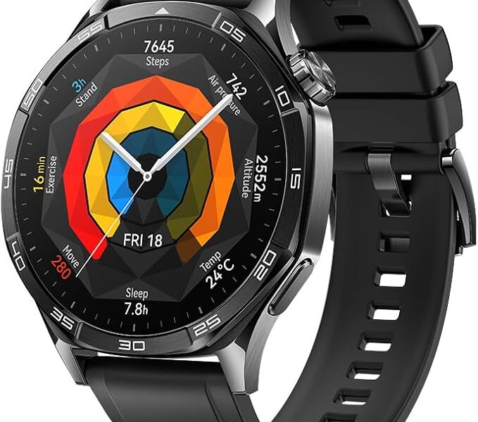 Smartwatch, HUAWEI WATCH GT 5 46mm, Nova Experiência de Corrida e Ciclismo, Sharp-Edged Design, Até 2 Semanas de Bateria, Compatível com iOS e Android, Sistema GPS Integrado, Preto