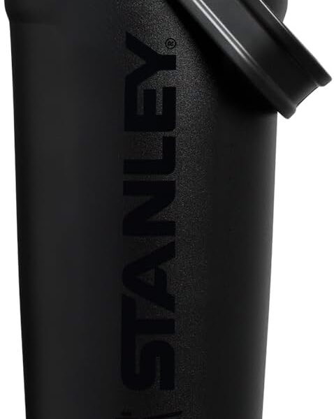 Stanley Garrafa Shaker Activate 591 ml | Copo Shaker de Aço Inoxidável com Isolamento à Prova de Vazamentos | Armazenamento na Base e Tampa de Fluxo Rápido | Shakes de Proteína | Black