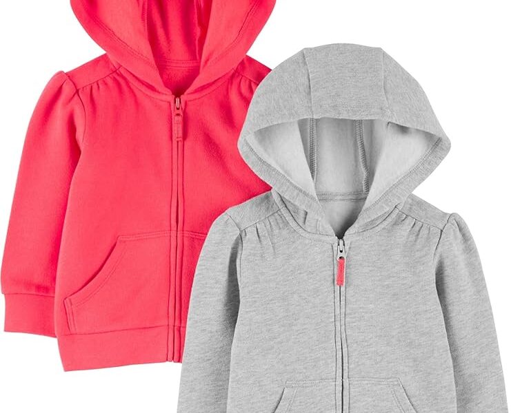 Suéter com capuz 2-pack Fleece Full-zip Hoodies Simple Joys by Carter’sbebê-meninas