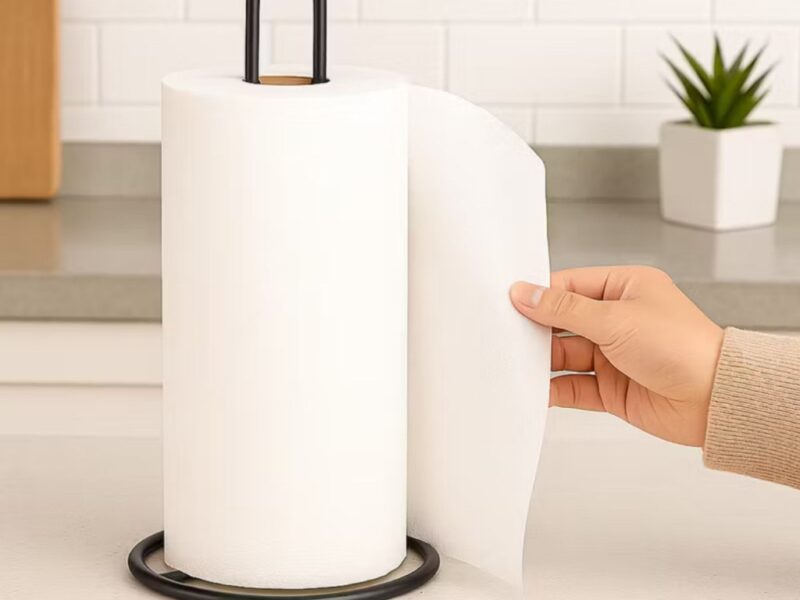 Suporte de Mesa para Papel Toalha – Cozinha Porta Guardanapos e Utensílios
