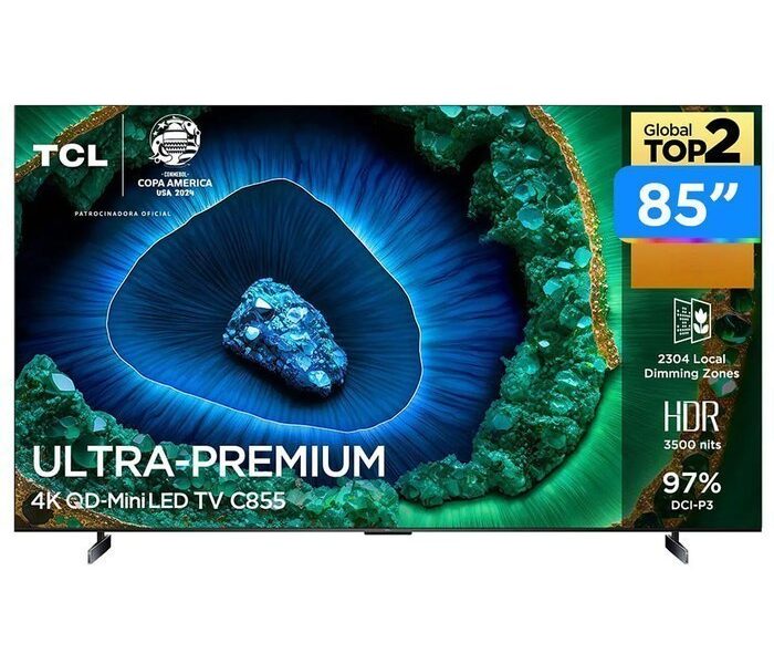 TCL, Smart TV 85 Polegadas 4K QD-MiniLED C855, Google TV, HDR, Wi-Fi, Bluetooth, Dolby Vision e Atmos, 144Hz