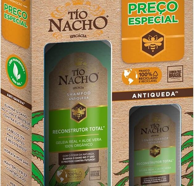 Tío Nacho Kit Shampoo + Condicionador Reconstrutor Antiqueda Natural com Geleia Real – Reparação e Fortalecimento dos Fios Danificados (Shampoo 415ml + Condicionador 200ml)