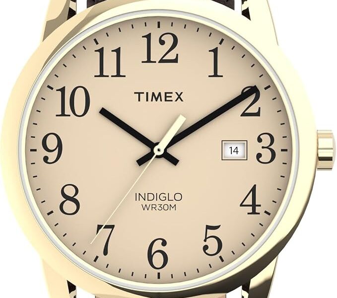 Timex Relógio Easy Reader com pulseira de couro de 38 mm