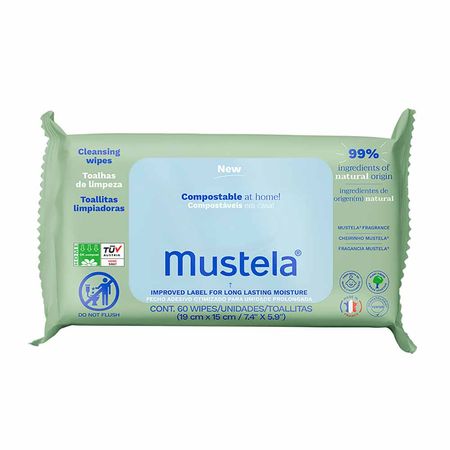 Toalhas Umedecidas Mustela Compostáveis Com Perfume 60Un