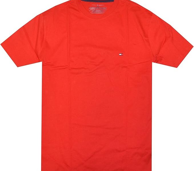 Tommy Hilfiger Camiseta masculina gola redonda, modelagem clássica, manga curta, cor lisa