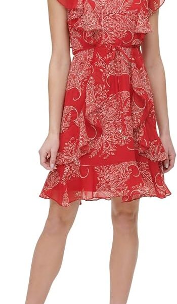Tommy Hilfiger Vestido feminino de jardim com zumbido na Amzn por R$ 202,35