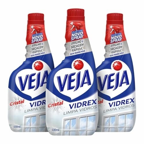 Veja Limpa Vidros Vidrex Cristal 500ml 3 unidades