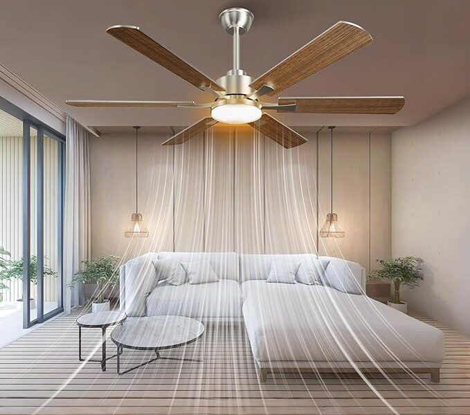 Ventilador de Teto Silencioso com Controle Remoto, 127V/220V, 132.08cm, 3 Cores, 6 Velocidades e Função Reversa