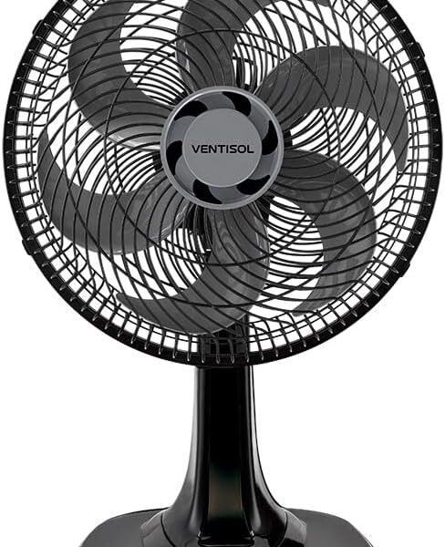 Ventisol Ventilador de Mesa Oscilante, Turbo 6 Pás Premium, Preto, 40cm, 127V