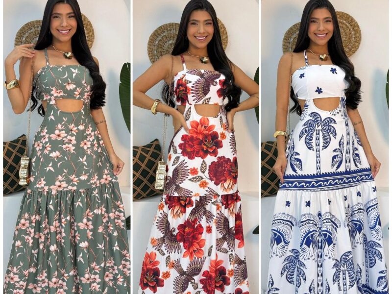 Vestido Longo Com FORO e BOJO, Feminino Com manga Variados super confortáveis e leves qualidade e durabilidade