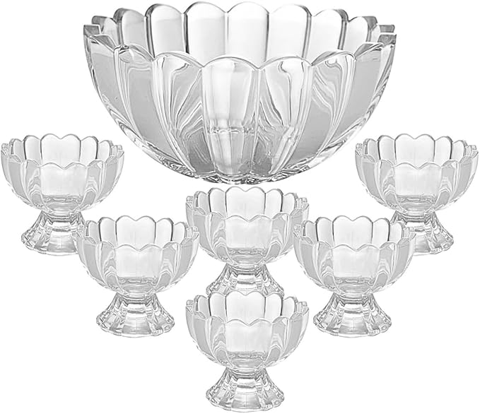 WOLFF – Conjunto 7 Peças Bowl com 6 Taças para Sobremesa Geneva 1,1L/125ml