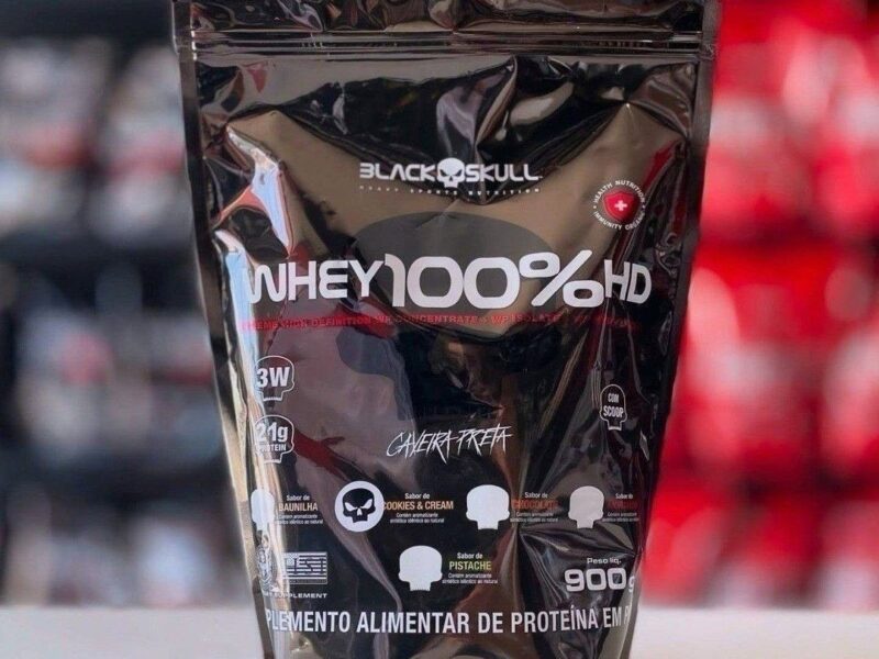 Whey 100% Hd Refil Black Skull – 900g (wpc, Wpi E Wph) Sabor Chocolate –