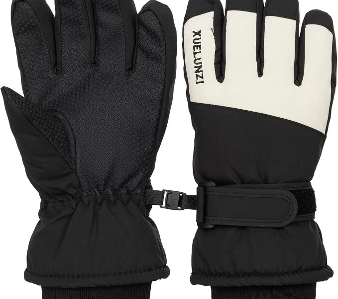 XuoAz Luvas de neve para esqui de inverno para crianças – Luvas quentes e impermeáveis para snowboard para meninos e meninas (para 5 a 10 anos)