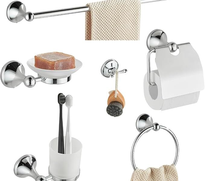 YESOP Kit Acessórios Banheiro Cabide Toalheiros Papeleira 5 Peças (Dourado, 6 PCS) na Amazon por R$ 74,10