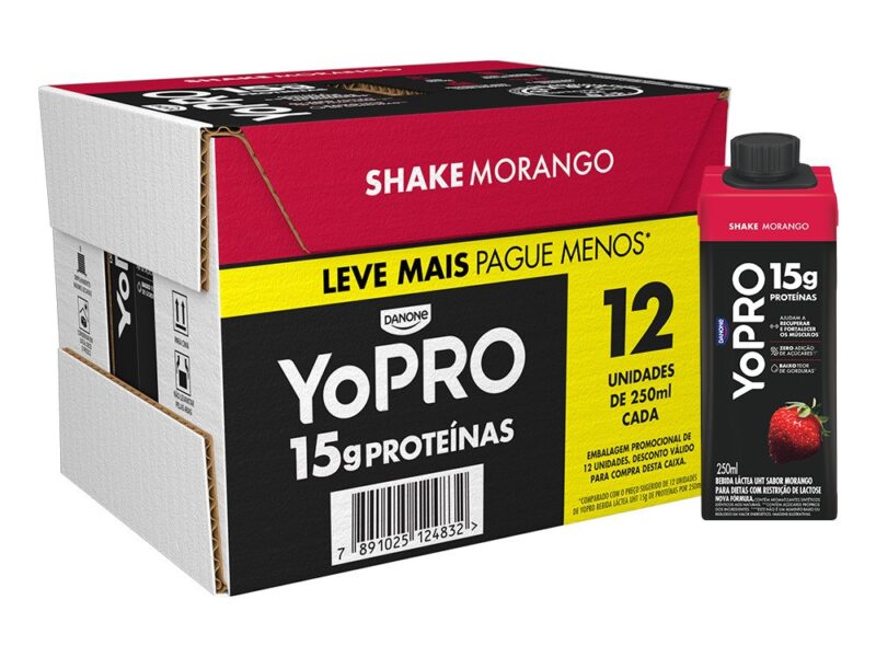 YoPRO Bebida Láctea UHT Morango 15g de proteínas 250ml12un