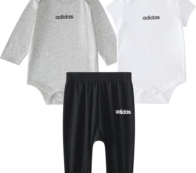 conjunto 3-piece Linear Logo Heather Bodyshirt & Pant Set adidasbebê-meninos