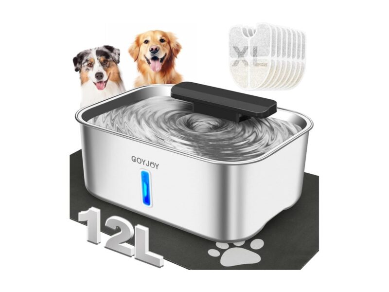 12L Grande bebedouro para cães e gatos, bebedouro de aço inoxidável para gatos, grande bebedouro para animais de estimação, bebedouro para vários animais de estimação, super silencioso