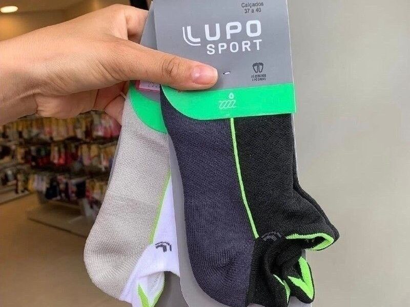 2 Meias Corrida Lupo Dry Fit Cano Médio Anti Bolha Poliamida