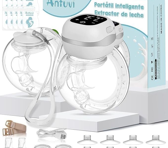 ANTUVI 2 In 1 Vestível de Tirar Leite, Elétrica Extratora de Leite, Portátil Bomba Coletor de Leite, 3 Modos Multidimensional, Livre de BPA