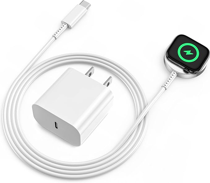 Apple Watch Carregador rápido inteligente para iWatch Cabo de carregamento magnético de 3 pés com carregador de parede USB C para Apple Watch Ultra2/Ultra/Series 9/8/7/SE/6/5/4/3/2/1