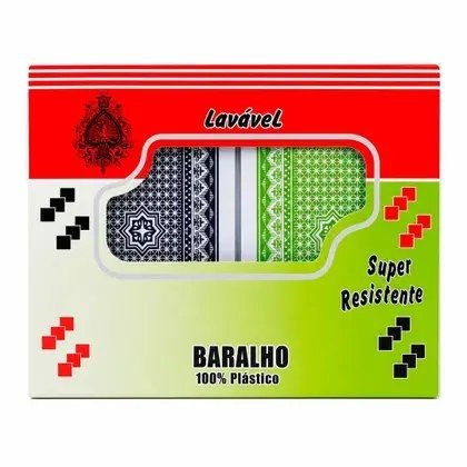 Baralho Duplo 108 Cartas 100% Plástico Lavável à Prova Dágua com Estojo – Mega Prime – Baralho –