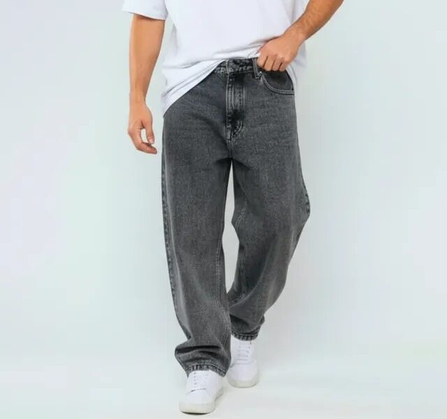 Calça Jeans Masculino Baggy Balão Streetwear Cinza Estonada