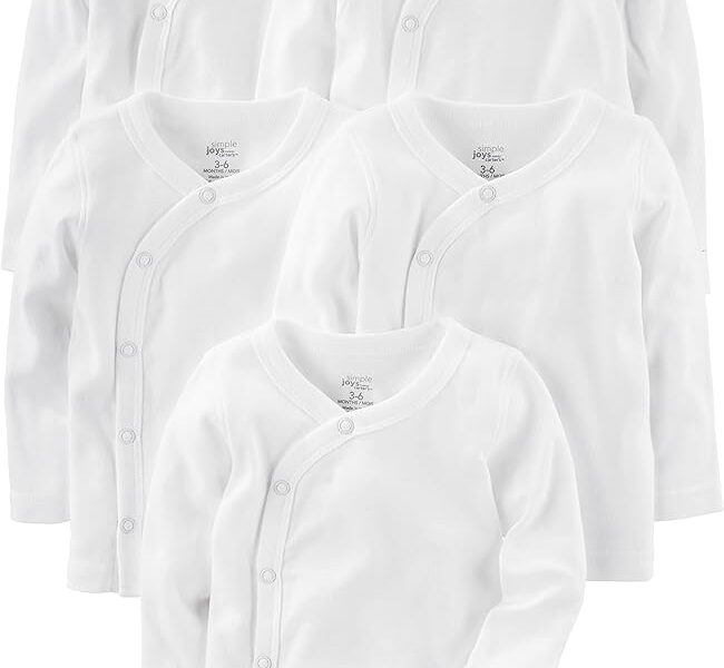 Camisa 5-pack Side-snap Long-sleeve Shirt Simple Joys by Carter’sUnisex Bebê